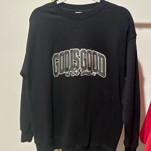 No Boundaries Black Crewneck Sweatshirt with 'Good Is Good' Graphic